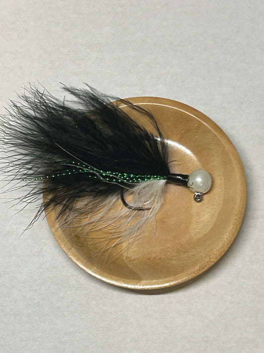 BDB - 1/4 oz White/Black Marabou Jig