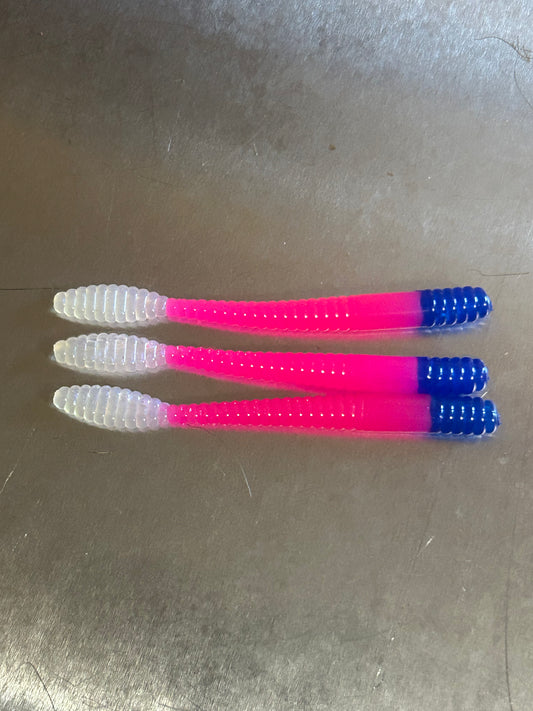 3.5" Hot Pink/Blue Worm (8 - Pack)